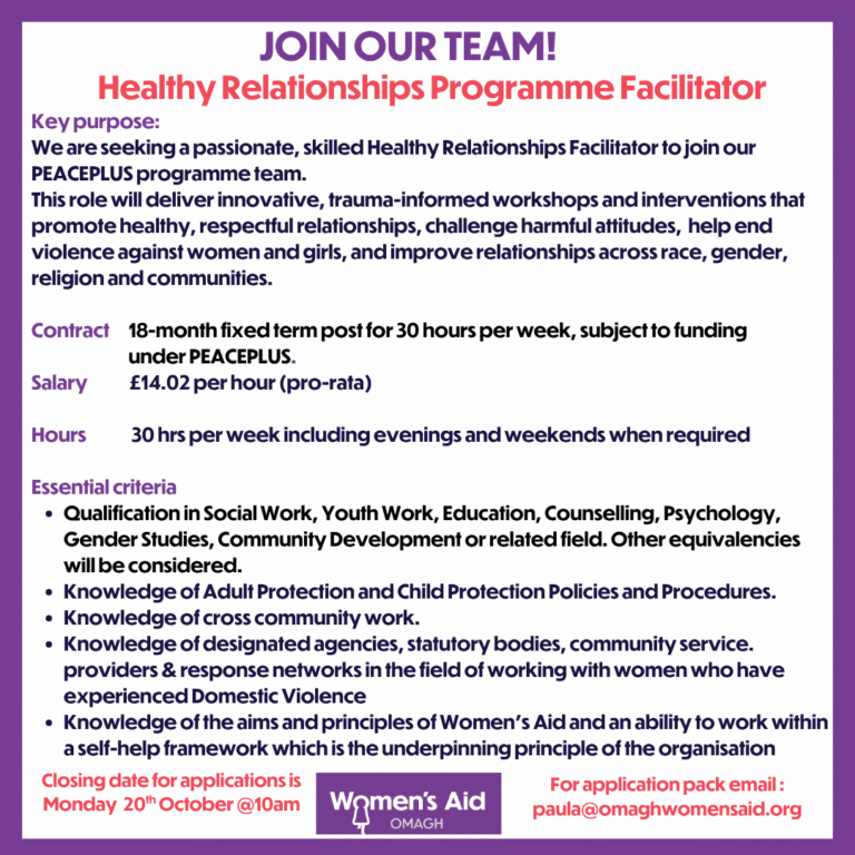 Healthy Relationships Programme Facilitator Job Opportunity